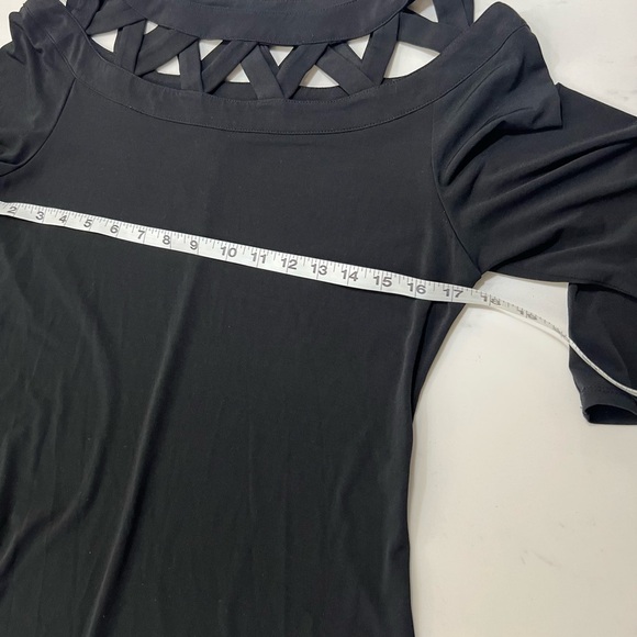 Muse Black Geometric Cutout Long Sleeve Dress - Picture 4 of 8